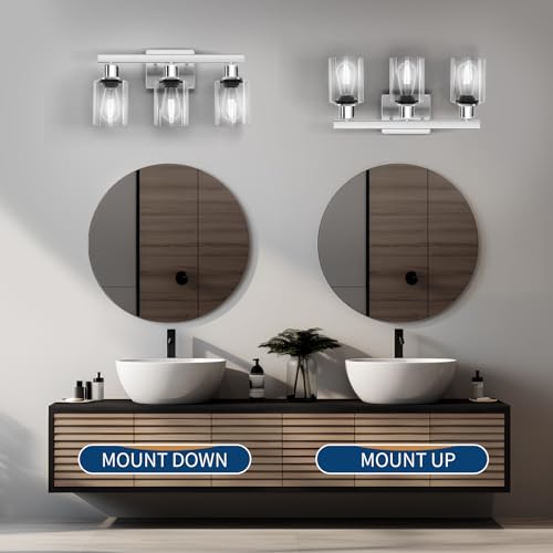 DIKAIDA Farmhouse Bathroom Vanity Lights, 2-Light Rustic Bathroom Lights Fixture, Vanity Lighting, Industrial Wall Sconces, Modern Metal Wall Light for Bedroom,Living Room,Bathroom,Hallway