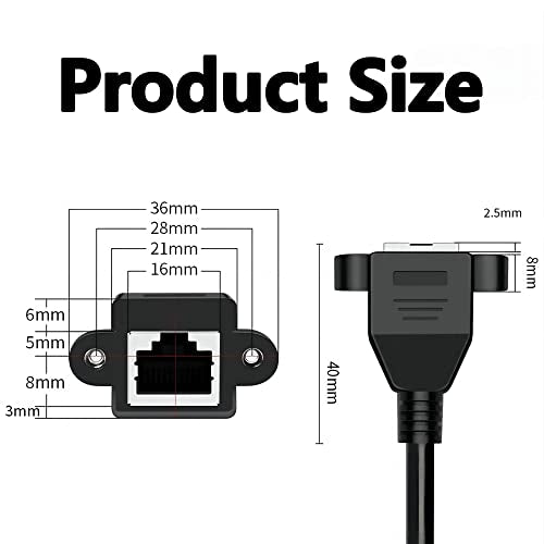 GELRHONR Right Left RJ45 Ethernet Extension Cable with Panel Installation for Router Modem Smart TV PC Computer LaptopI (Left Angle Black-50CM)