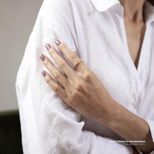 munone 4mm Honeycomb Stackable Band Ring for Women,14k Gold Plated Titanium Comfort Fit Band Rings