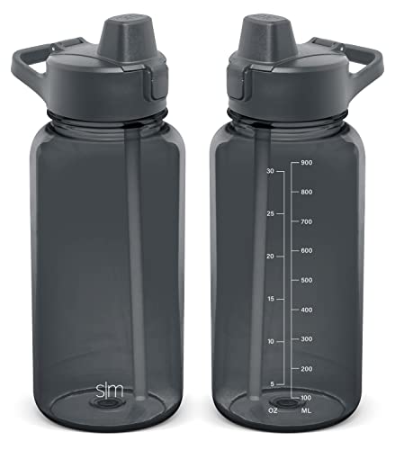 Simple Modern 32oz Water Bottle with Silicone Straw Lid & Motivational Measurement Markers | Reusable BPA-Free Tritan Plastic Lightweight Sports Bottles for Gym | Summit Collection | Sweet Taffy