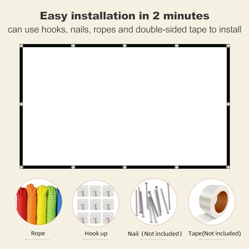 Foldable 60-inch Projector Screen, XINLEMY 4K 16:9 HD Portable Projection Movie Screen Double-Sided Cinema Screen for Home Theater Backyard Indoor and Outdoor