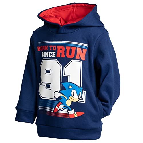SEGA Sonic the Hedgehog Toddler Boys Fleece Athletic Pullover Hoodie Navy 3T
