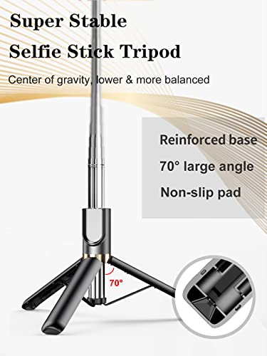 Selfie Stick Tripod with Wireless Remote, 46'' Cellphone Selfie Stick Tripod with LED Fill Light, for iPhone 15/14/14 pro/13/13 Pro/12/11/11 Pro/XS Max/XS/XR/X/8/7 and Android Smartphone(Upgrade)