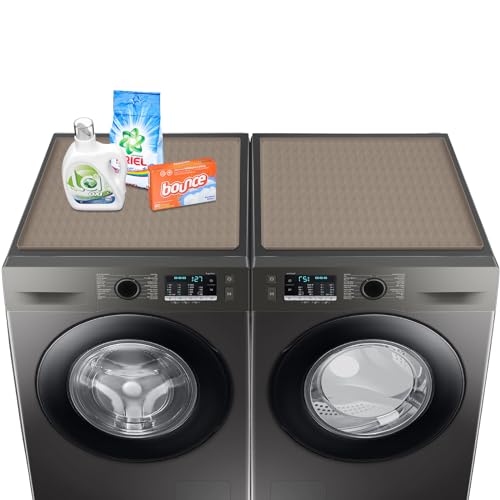 2 PCS Washer and Dryer Covers for the Top, 23.6'' x 19.7'' Silicone Rubber Mat for Laudry Machine & Dryer,Non-slip Heavy Duty Waterproof Washable Top Protector Mat Pad for Laundry & Kitchen,Apricot