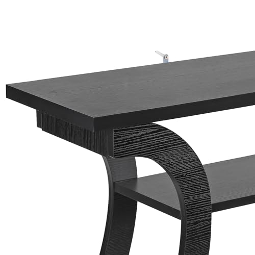 ZenStyle Wood Console Table with Curved Legs and Shelf, 3 Tier Modern Accent Sofa Table for Entrywaty, Living Room, Hallway, 47 in Wide, Easy Assembly (Black)