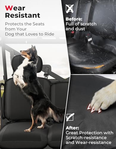 KEMIMOTO UTV Seat Covers Black, Waterproof Repellent UTV Seat Cover Set w/Headrest Cover Compatible with Can Am Defender Front Two Doors Split Bench Seat Covers- Black