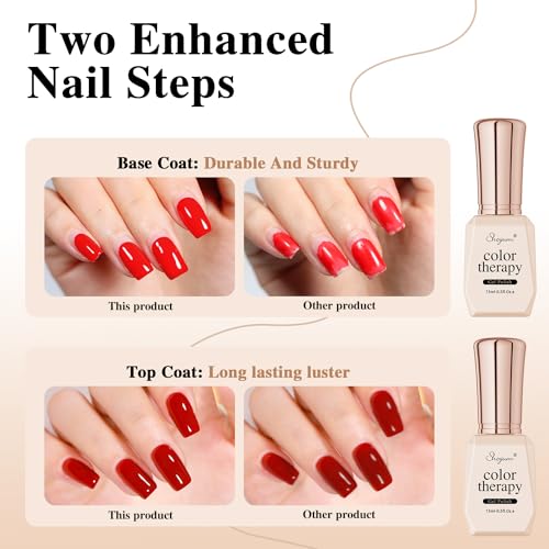 SHOYUM 2 Pcs 15ml No Wipe Gel Top Coat and Base Coat Set - Shine Finish and Long Lasting, Soak Off LED Nail Lamp Gel Base Top Coat Finish Nail Art Design Manicure Gifts for Women