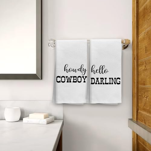 OHSUL Western Bathroom Decor, Western Kitchen Hand Towels, Western Bathroom Accessories, Western Towels for Bathroom, Western Kitchen Decor, Kitchen Towels Set of 2(Blue)