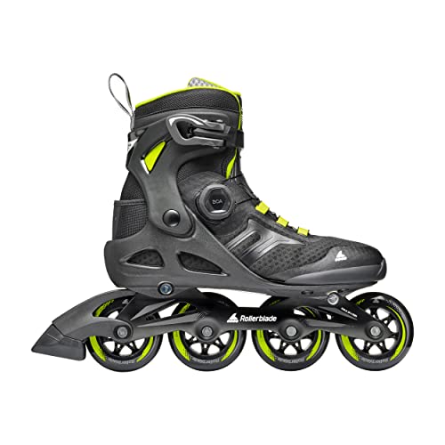 Rollerblade Macroblade 84 BOA, Adult Fitness Inline Skate, Black & Lime, Performance Inline Skates