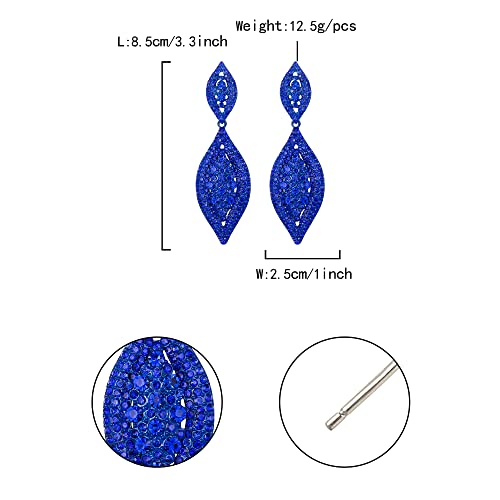 Flyonce Women's Rhinestone Crystal Wedding Bridal 2 Leaf Drop Dangle Chandelier Earrings Iridescent Clear AB