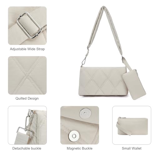 Telena Crossbody Purses for Women Travel Crossbody Bags with Coin Purse Lightweight Shoulder Bag for Women Beige