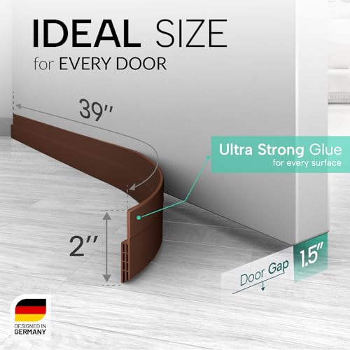 Vellure® Door Draft stoppers for Bottom of Door - New Premium Door Sweep/Door Seal Strip (Save Energy – installs Quickly and Easily) Door Weather Stripping, Ideal for Keeping Out Cold (1x39 Brown)
