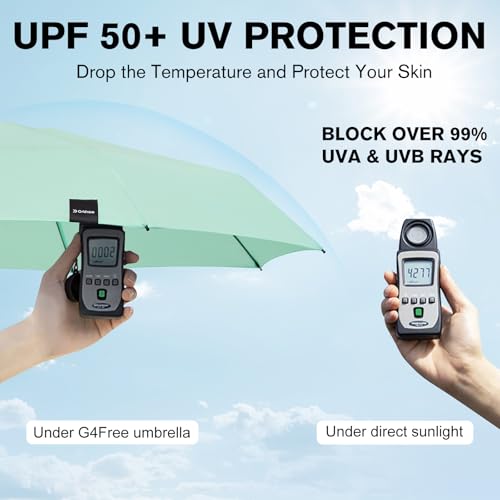 G4Free Compact Travel Umbrella UPF 50+ UV Protection Sun Blocking Mini Umbrellas for Men and Women(Light Green)
