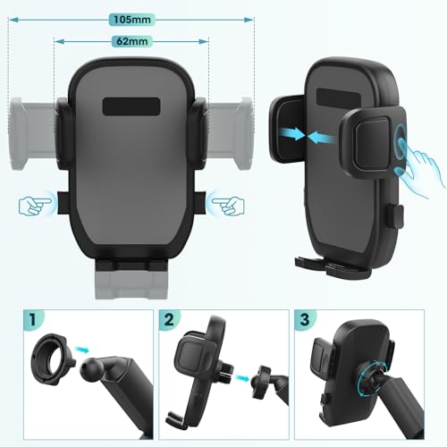 Cup Holder Phone Mount for Car with Expandable Base, 2-1 Phone Holder Car Cupholder Exptender Adapter for 10-40oz Drink Bottles, Mugs and Phone Holder for Car Fits All Smartphone