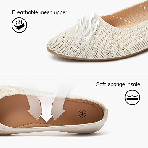 Women’s Flats Shoes Dress Shoes for Women Ballet Flats Dressy Comfortable Pointed Toe Flats Foldable Flats(Beige.us5)