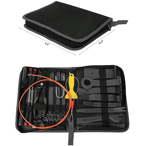 GOOACC 40Pcs Trim Removal Tool,Auto Terminal Removal Key Tool,Auto Clip Pliers Stereo Removal Tools,Car Upholstery Repair Removal Kit,Precision Hook and Pick Set,Wiring Threader,Car Film Scrape-Black