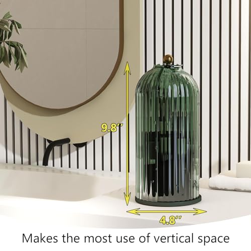 Emljkvp Makeup Brush Holder with Dustproof Cover 360 Rotating Makeup Brush Organizer for Vanity Bathroom, All Green
