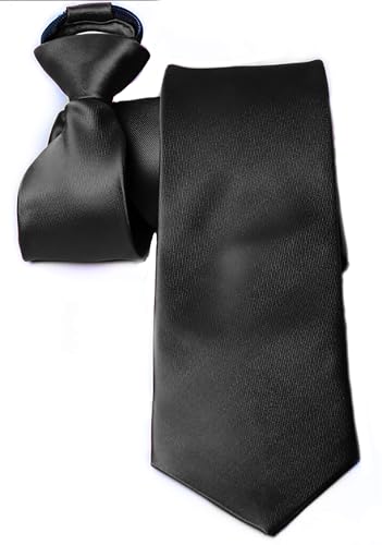 Moda Di Raza Men's Ties, Alternative to Clip On, Woven Microfiber Satin Silk Finish, Zipper Necktie Boys 10 to 14 Years, Light Yellow 17 Inch