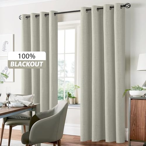 Yakamok Burnt Orange Linen Curtains 100% Blackout 63 Inches Long,Room Darkening Textured Curtains for Living Room Thermal Grommet Bedroom Curtains 2 Panels with White Liner