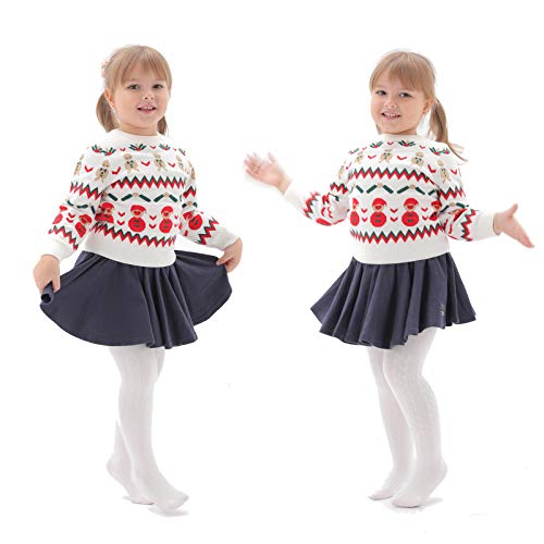 EPEIUS Baby Tights Thick Seamless Cable Knit Leggings for Infant Girl Solid Cotton Stockings Footed Pants Pantyhose for 3-6 Months 3 Pair Pack,White/Green/Bright Red