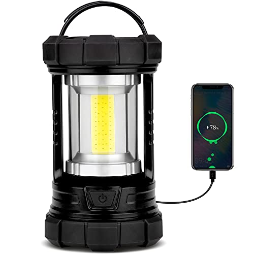 Rechargeable Camping Lantern, 3000LM 5 Light Modes Camping Light 4400 Capacity Phone Charger LED Impact-Resistant Flashlight Lantern Portable Waterproof Hurricane Lanterns for Emergency(Black)