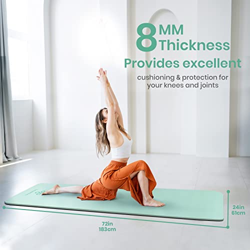 Overmont TPE Thick Yoga Mat - 1/3 inch Extra Thick Exercise Mat Non-Slip Home Workout Mat High Density Anti-Tear Pilates Mat for Stretching Fitness Gym 72 * 24in