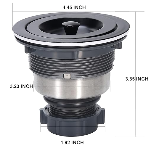 Kitchen Sink Drain 3-1/2 Inch Black Sink Drain Assembly Kit, Removable Deep Sink Strainer Basket with Sink Stopper/Sealing Lid for Home, Kitchen, Stainless Steel