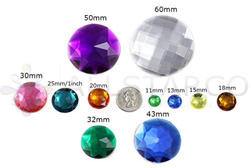 Allstarco 15mm Flat Back Round Acrylic Rhinestones Plastic Gems for Jewelry Making Costume Jewels Cosplay Embelishments - 40 Pieces (Orange Hyacinth .HC)