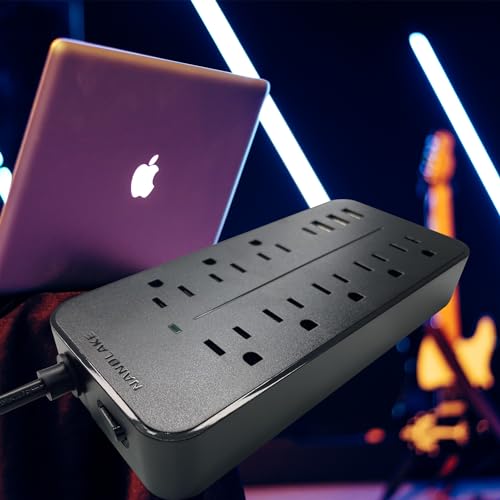 Nanolake Surge Protector Power Strip with USB Ports, Flat Plug Outlet Extender with Extension Cord 6 ft,8 AC outlets,1700 Joules,Mountable,Black (Without Night Light).