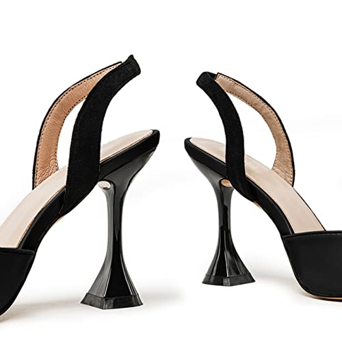 Coutgo Women's Slingback Pumps Pointed Toe Slip On Stiletto Heels Patchwork Dress Party Shoes, Apricot, Size 10