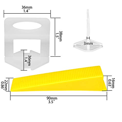 Tile Leveling System Tiles Leveler Spacers - 300-Piece Leveling Spacer Clips Plus 100-Piece Reusable Wedges-1/8 Inch Tile Spacers Lippage Free Tile and Stone Installation for PRO and DIY
