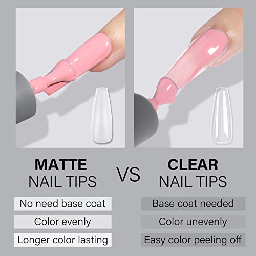 AILLSA Extra Short Coffin Nail Tips 450pcs Soft Gel Full Cover Nail Tips Matte Pre-filed Press on Fake Nail Tips 15 Sizes Pre-Shaped False Gelly Nail Tips