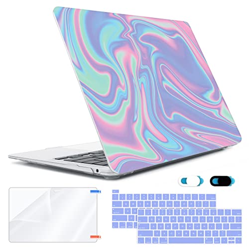HOHAIYOO Compatible with MacBook Pro 13 inch Case M2 2024 2023 2022-2016 A2338 M1 A2251 A2289 A2159 A1989 A1706, Plastic Hard Shell Case & Keyboard Cover & Screen Protector &Webcam Cover, Line Flower