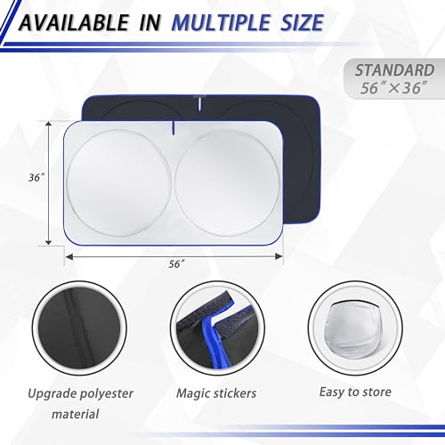 MORNYRAY Car Windshield Sun Shade,Reflector Sunshade Offers Ultimate Protection for Car Interior,Cool Reflective Sun Blocker,Foldable Car Interior Accessories (Black, for Tesla Model 3/Y)