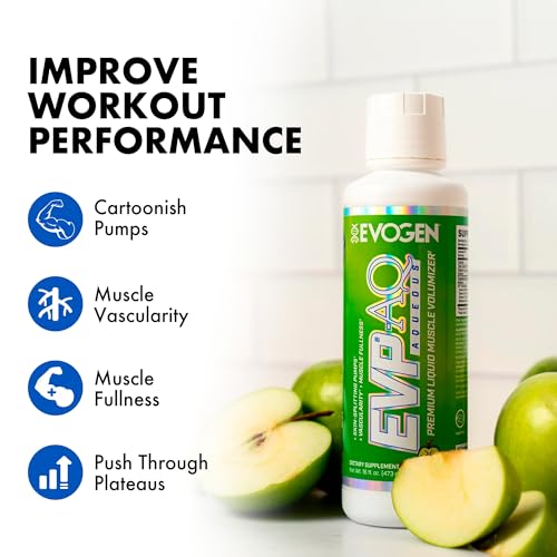 Evogen EVP AQ - Liquid Glycerol Muscle Volumizer | Pre Workout for Pumps, Vascularity, & Hydration | Premium Preworkout for Men & Women | Sour Apple | 16 fl oz