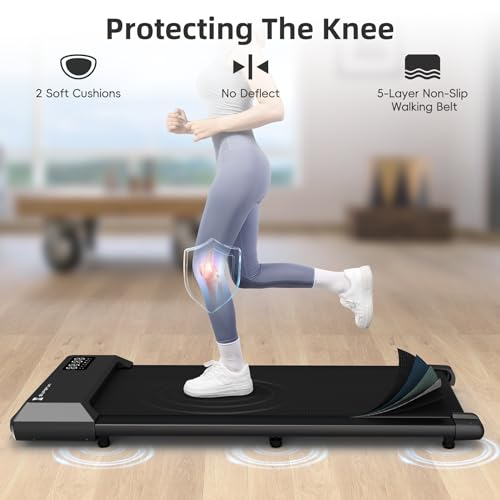 SupeRun 2024 Newest Walking Pad Treadmill with Smart APP, Mini Under Desk Treadmill for Home/Office, 2 in 1 Portable Walking Treadmill 2.5HP, 300 Lb Capacity