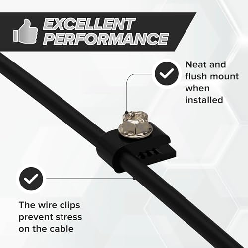 THE CIMPLE CO - Mini Wire Cable Clips, Electrical Wire Cable Clip, 1/10 in (3 mm) Screw Clip and Fastener, Black (10 Pieces per Bag)