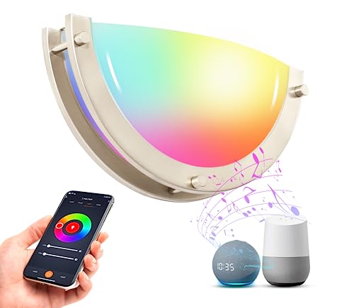CLOUDY BAY Smart WiFi LED Wall Sconce,RGBCW Color Changing Wall Light,Compatible with Alexa and Google Home Assistant,No Hub Required,15W 2700K-6500K,CRI90+,Brushed Nickel