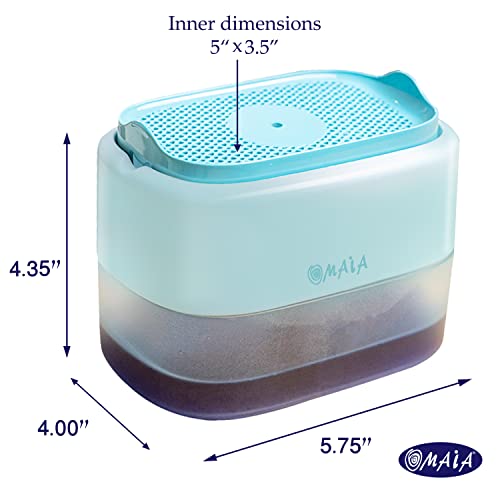OMAIA Dish soap Dispenser for Sink - Blue - Sink Countertop Organizer - Soap Dispenser with Sponge Holder