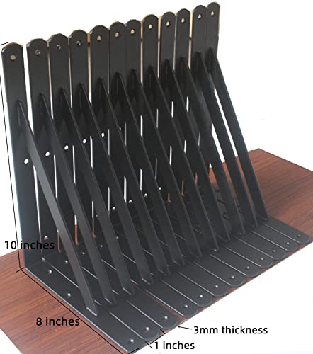 6 Pack L6" x H 4" Black Heavy Duty Shelf Brackets with Screws Metal Shelf Brackets Shelf Support Angle Brackets for Shelves L Brackets Heavy Duty Floating Shelf Brackets