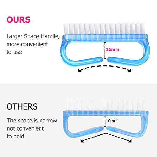 Larbois Handle Grip Nail Brush, Hand Fingernail Brush Cleaner Scrubbing Kit Pedicure for Toes and Nails Men Women (4 Pack)