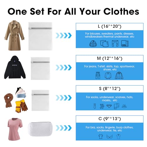 CXYARY 10PCS Mesh Laundry Bags for Delicates, 4 Sizes Laundry Bag Mesh Wash Bags With Premium Zipper, Durable Lingerie Wash Bag, Travel Laundry Bag (3 Large, 3 Medium, 3 Small, 1 Cylinder)
