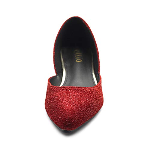 Ollio Women's Shoes Glitter Casual Comfort Light Pointed Toe Ballet Flats F112 (6 B(M) US, Gold)