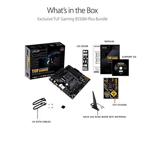 ASUS TUF Gaming B550M-PLUS (WiFi 6) AMD AM4 (3rd Gen Ryzen™) microATX Gaming Motherboard (PCIe 4.0, 2.5Gb LAN, BIOS Flashback, HDMI 2.1, USB 3.2 Gen 2, Addressable Gen 2 RGB Header and Aura Sync)