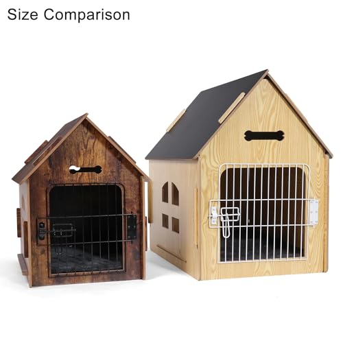 Dog House Indoor for Small Dogs or Cats, Cozy Wooden Design, Small Indoor Bed House, with Air Vents and Elevated Floor Warm Dog Cave (Large Blue)