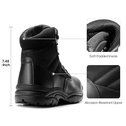 NORTIV 8 Men's Waterproof Tactical Work Boots Leather Outdoor Hiking Military 6 Inches Motorcycle Combat Boots,Size 13,Coyote,CONTRACTOR-NEW