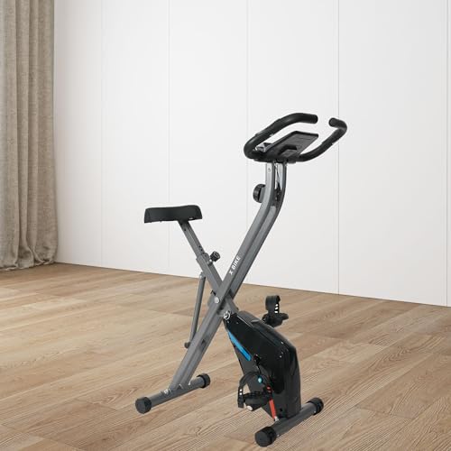 SogesPower Exercise Bike Folding Indoor Cycling Bike 2 IN 1 Foldable Stationary Bike Fitness X-Bike 8-Level Magnetic Resistance 330 LB Weight Capacity with Ipad Mount Comfortable Seat Cushion&LCD