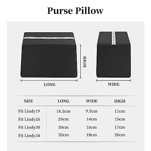KINGS IN BAG Lindy19 Purse Pillow Insert, Inner Sponge Compatible with Mini Lindy Bags, Luxury Bag Lightweight Shaper with Silky Satins for Women Bags, Soft Memory Foam Inner (Black, Lindy19)