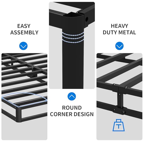 UOMEUR Twin Box Spring 5 Inch Low Profile Box Spring for Twin Bed, 2000lbs Heavy Duty Metal Mattress Foundation Support with Easy Clean Fabric Cover,Non-Slip/Easy Assembly/No Noise (Twin)