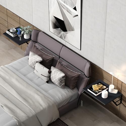 Tectocker-DOU Set of 2 Deep Floating Shelves; Wall Mounted Book Shelf for Living Room, Bedroom Shelves for Wall Decor; Shelves for Wall Storage; Shelving with Metal Brackets, 12 Inches (Black)